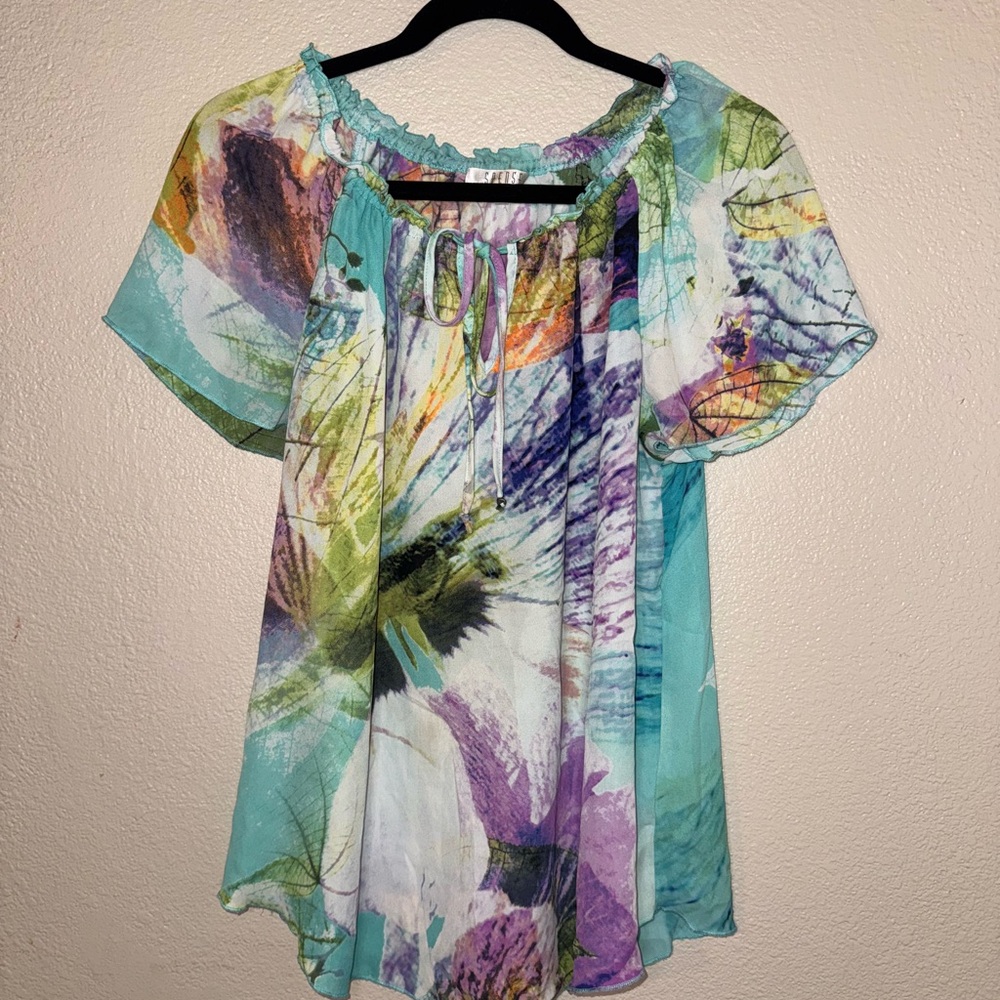 Spense Colorful Abstract Print Blouse
